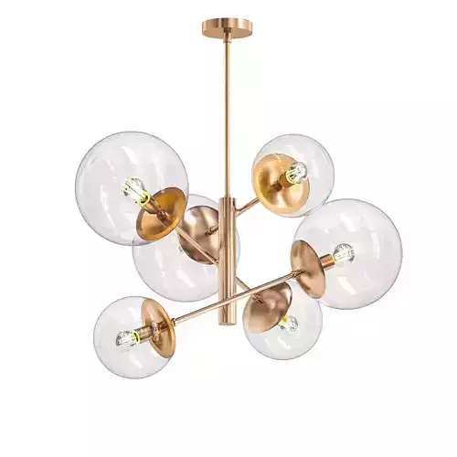 Untitled five light brass chandelier with clear glass globes