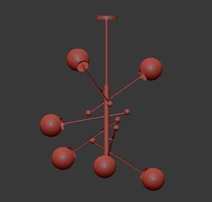 Untitled modern chandelier with six glass globes 3D model_1