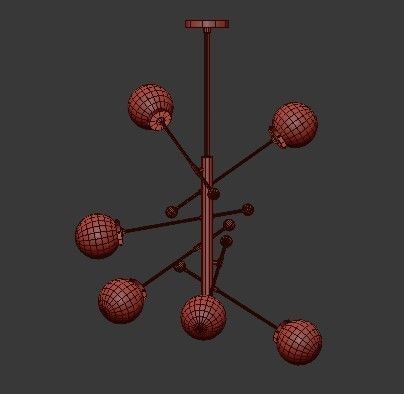 Untitled modern chandelier with six glass globes 3D model_2