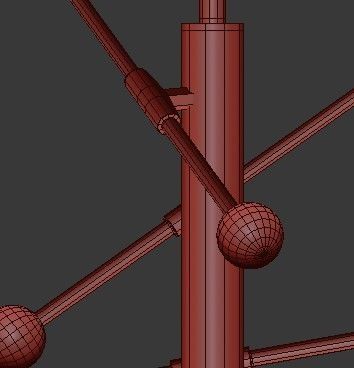 Untitled modern chandelier with six glass globes 3D model_3