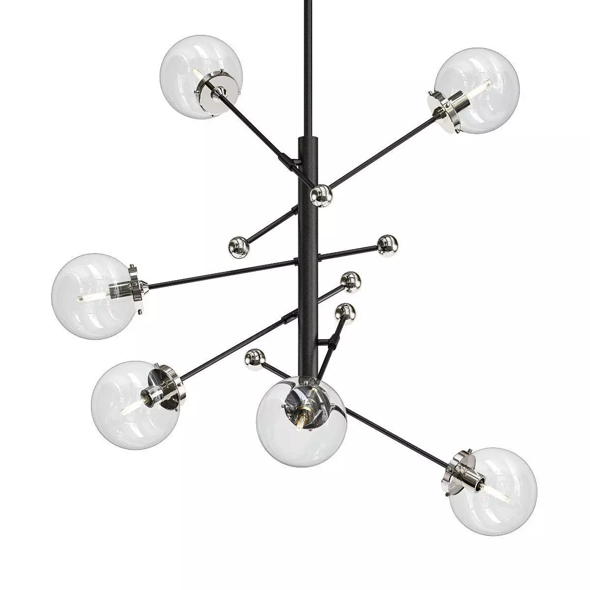 Untitled modern chandelier with six glass globes 3D model_0
