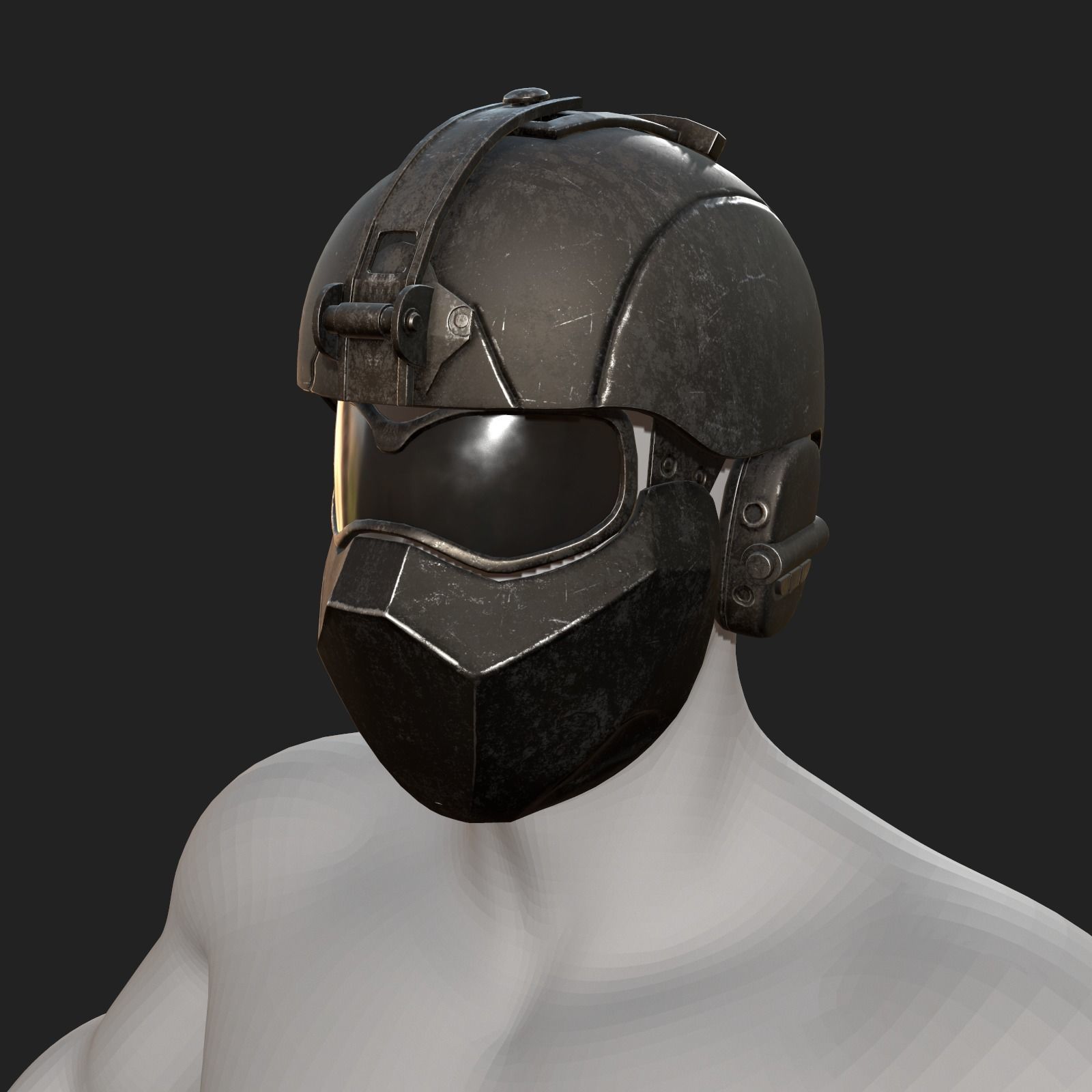 Helmet military combat space scifi cyborg cyberpunk Low-poly 3D model_8