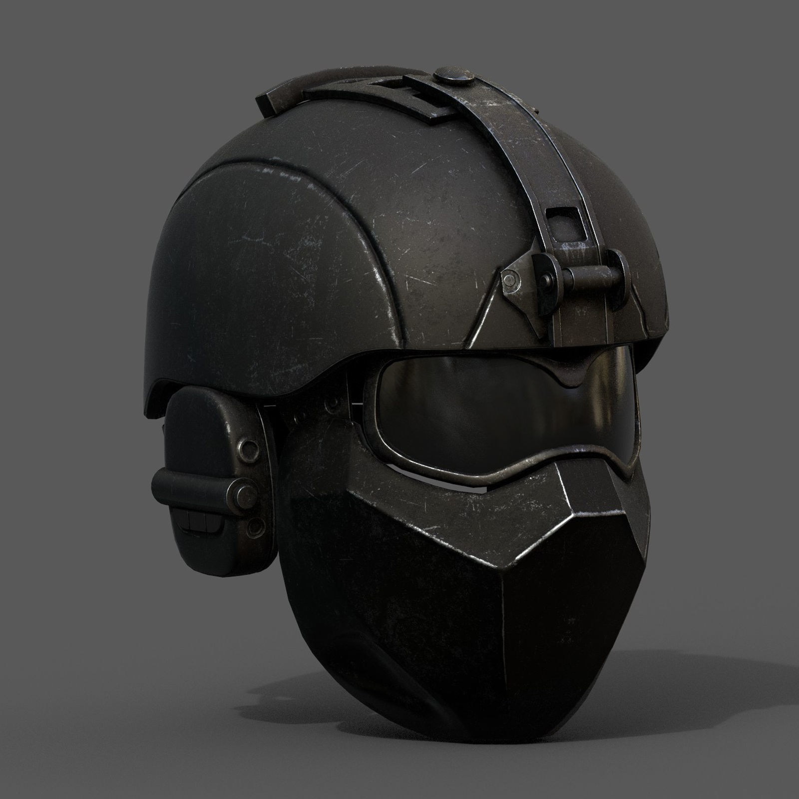 Helmet military combat space scifi cyborg cyberpunk Low-poly 3D model_2
