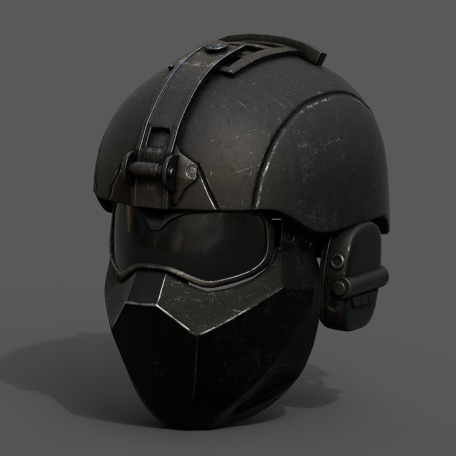Helmet military combat space scifi cyborg cyberpunk Low-poly 3D model_3