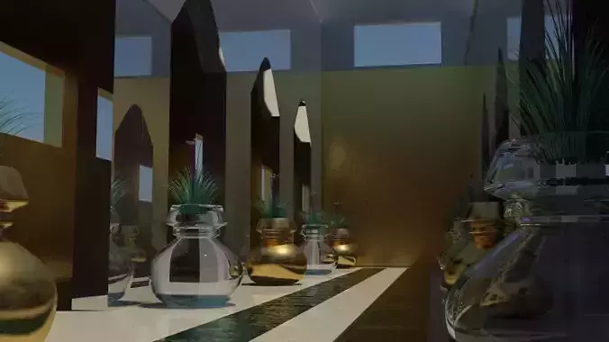 A design of plants in glass vases