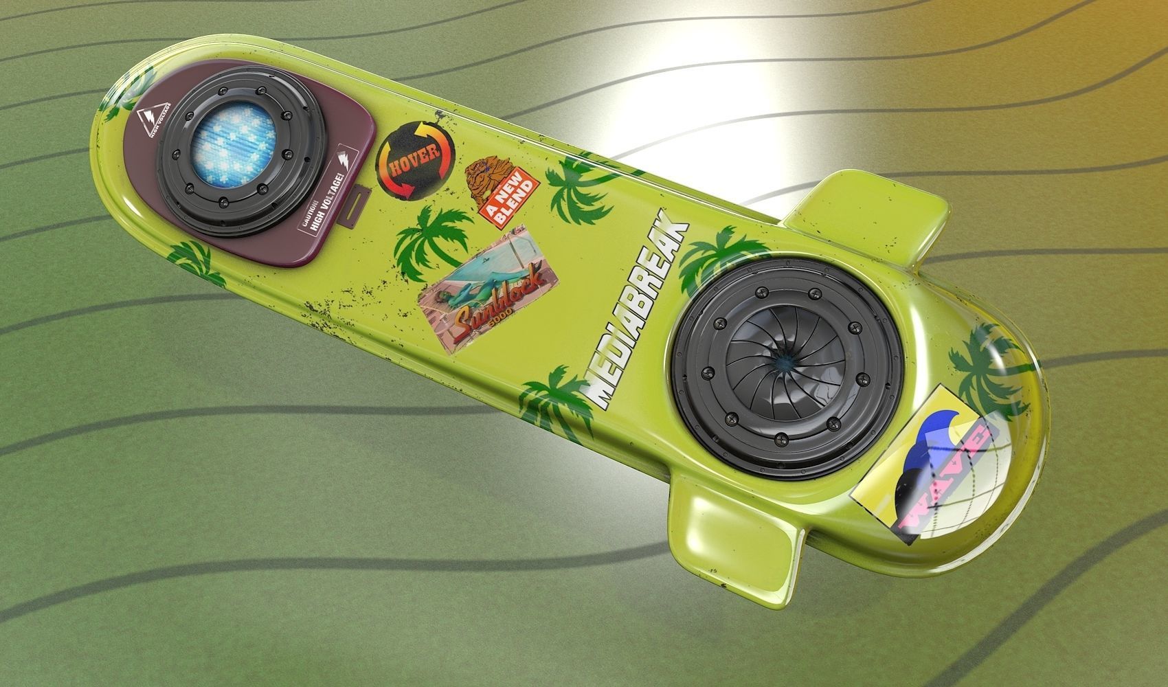 Hoverboard II Neon  Power Shock 3D model_1