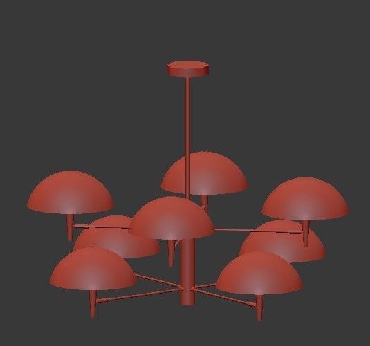 Untitled modern chandelier with clear glass shades 3D model_4