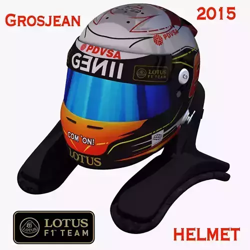 Romain Grosjean Helmet 2015 Low-poly 3D model