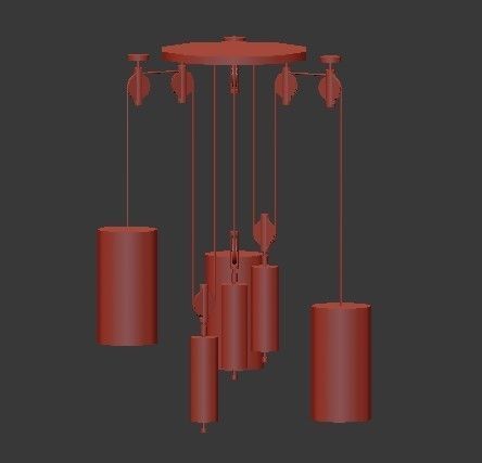 Untitled five light chandelier in brass with clear glass cyli... 3D model_4