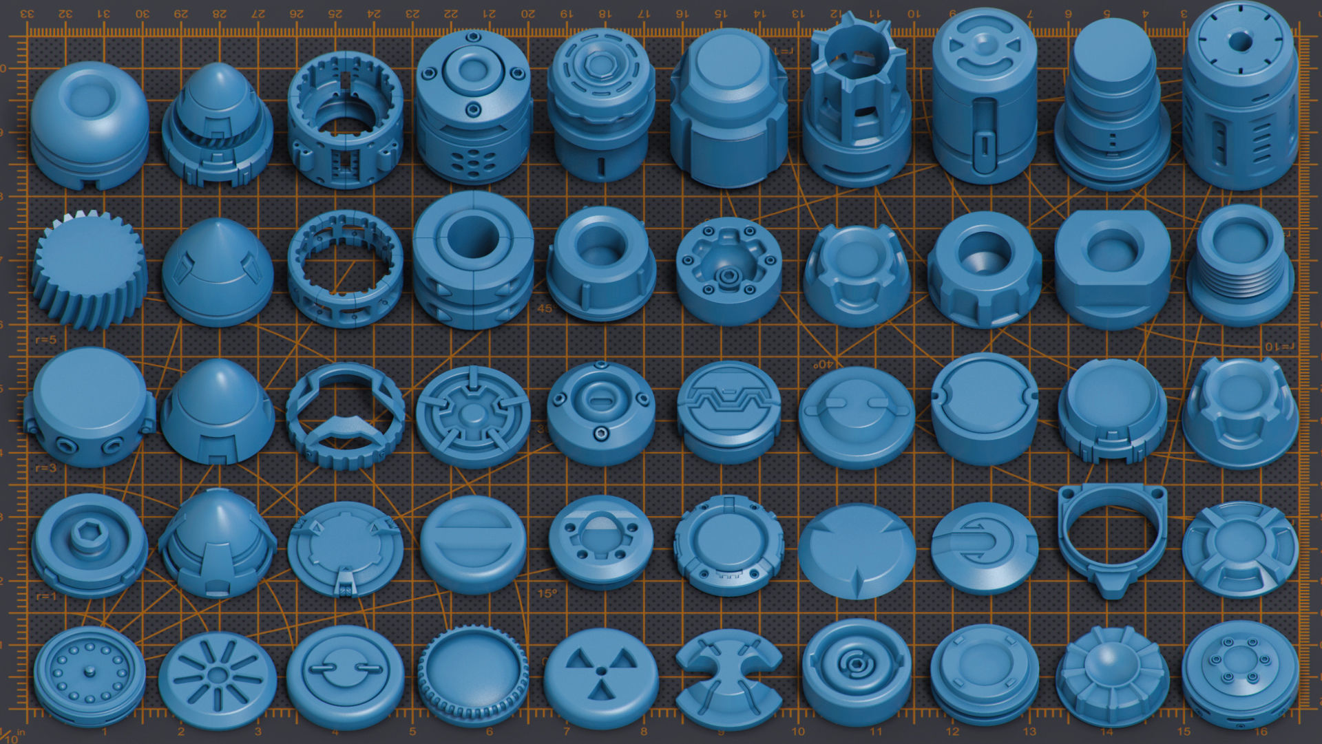 Mega Pack Hard Surface Kitbash 500 DETAILS 3D model_3