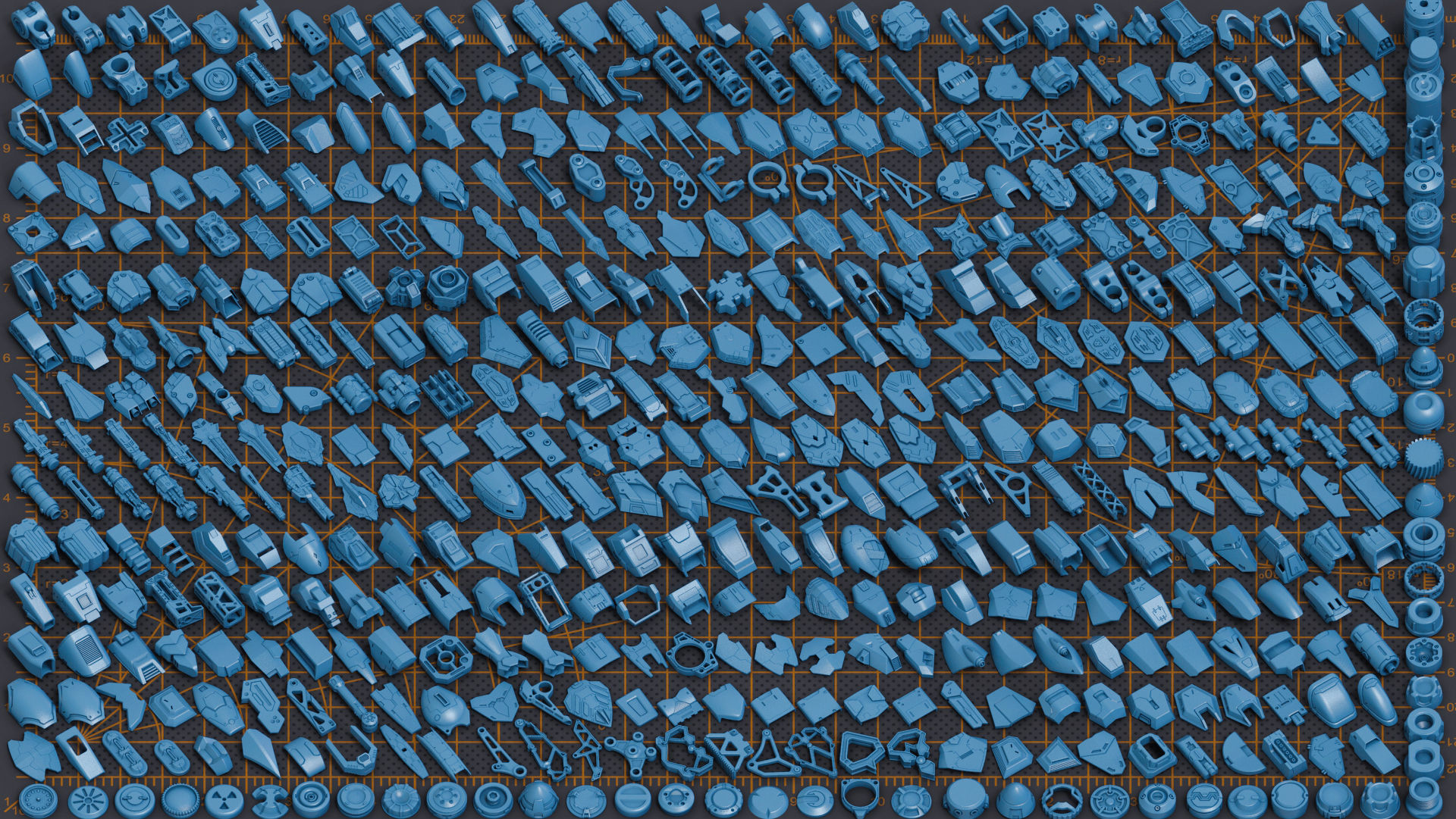 Mega Pack Hard Surface Kitbash 500 DETAILS 3D model_2