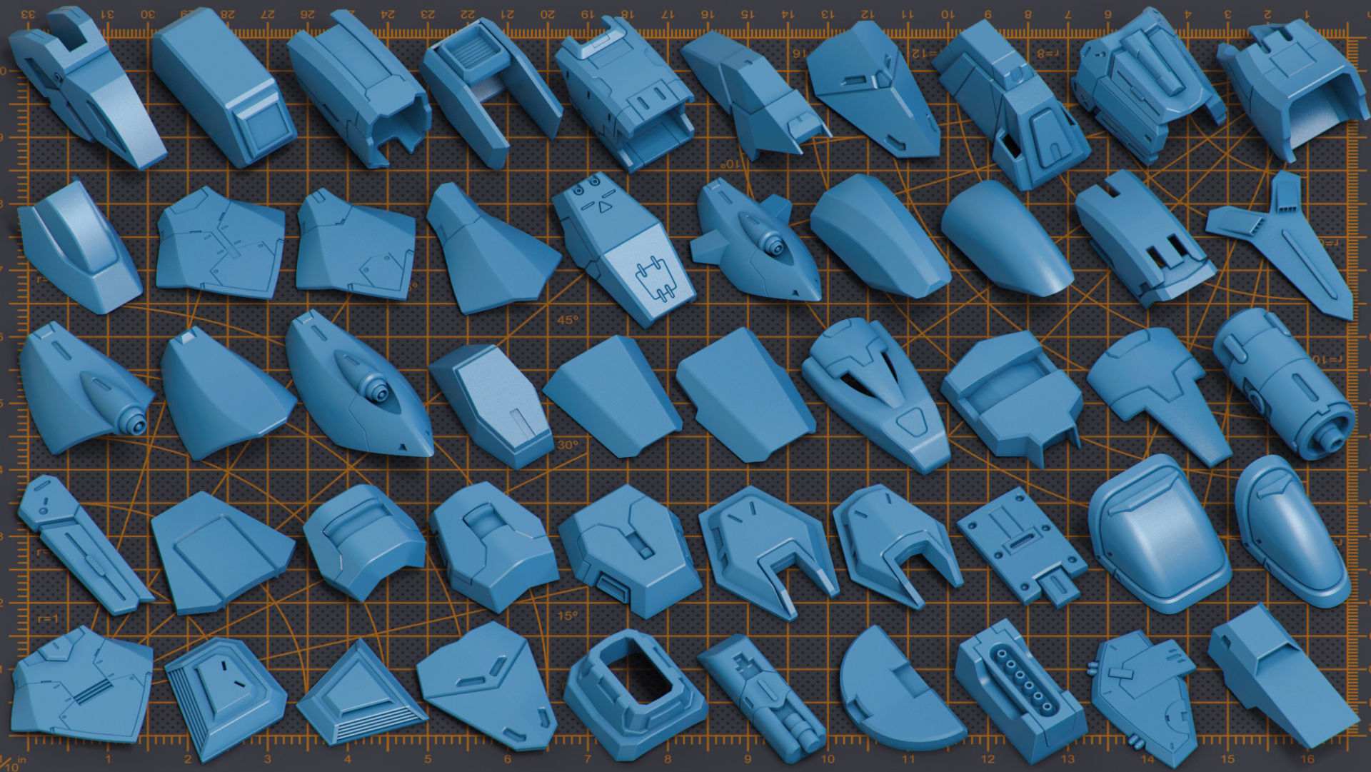 Mega Pack Hard Surface Kitbash 500 DETAILS 3D model_12