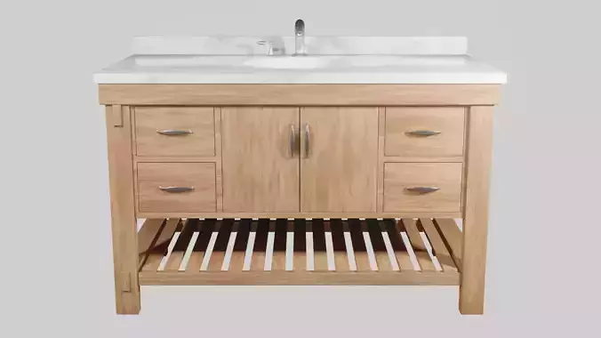 Marina 55 inch Bathroom Vanity Driftwood Finish 3D model