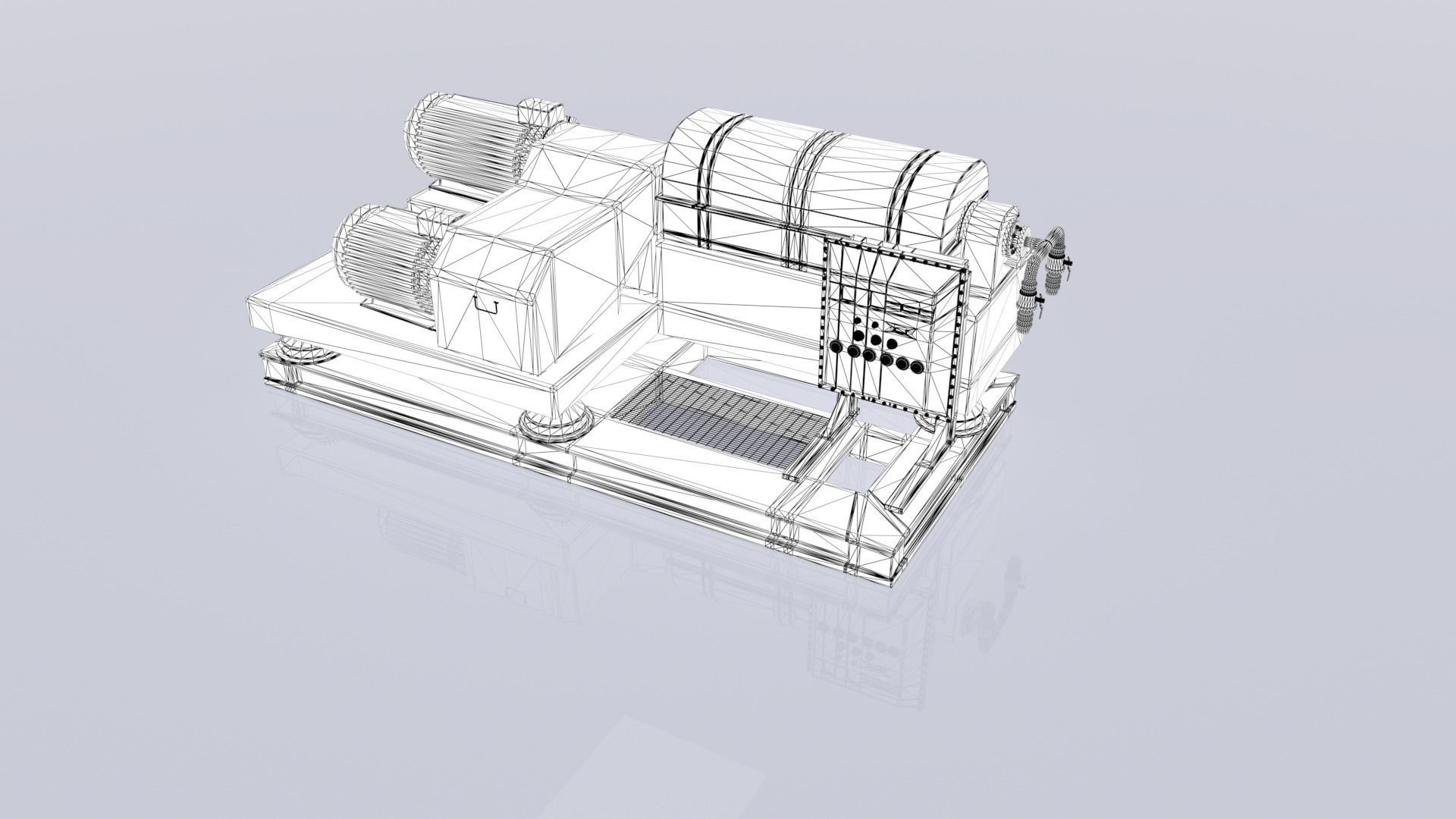 Waste Decanter Centrifuge Low-poly 3D model_1