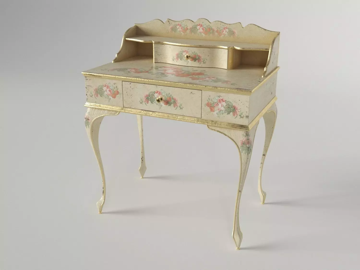 Writing-table victorian writing desk with drawers Free low-poly 3D model