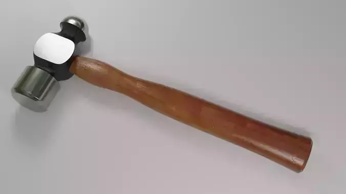 Hammer with wooden handle 3D model