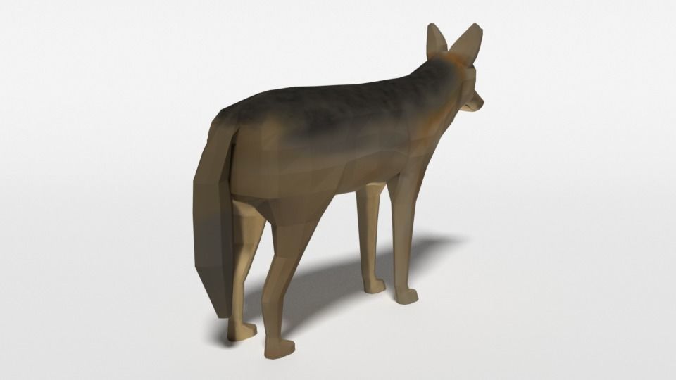 Low Poly Cartoon Jackal Low-poly 3D model_4