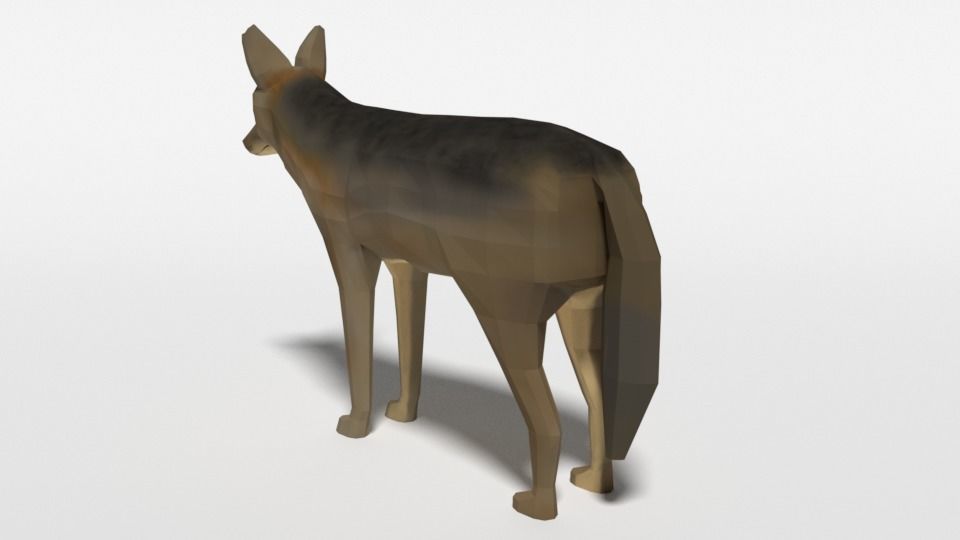 Low Poly Cartoon Jackal Low-poly 3D model_2