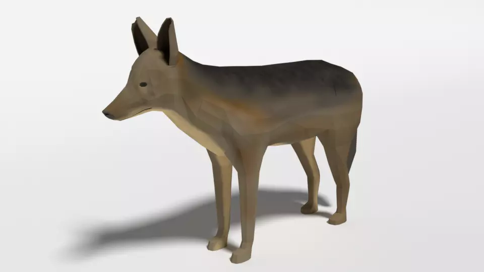 Low Poly Cartoon Jackal Low-poly 3D model_0