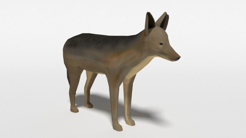 Low Poly Cartoon Jackal Low-poly 3D model_6