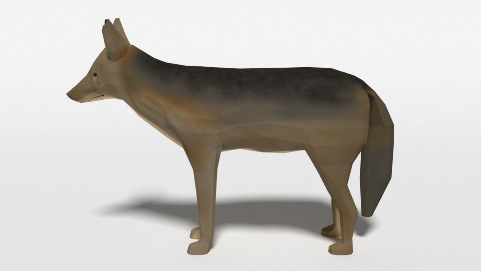 Low Poly Cartoon Jackal Low-poly 3D model_1