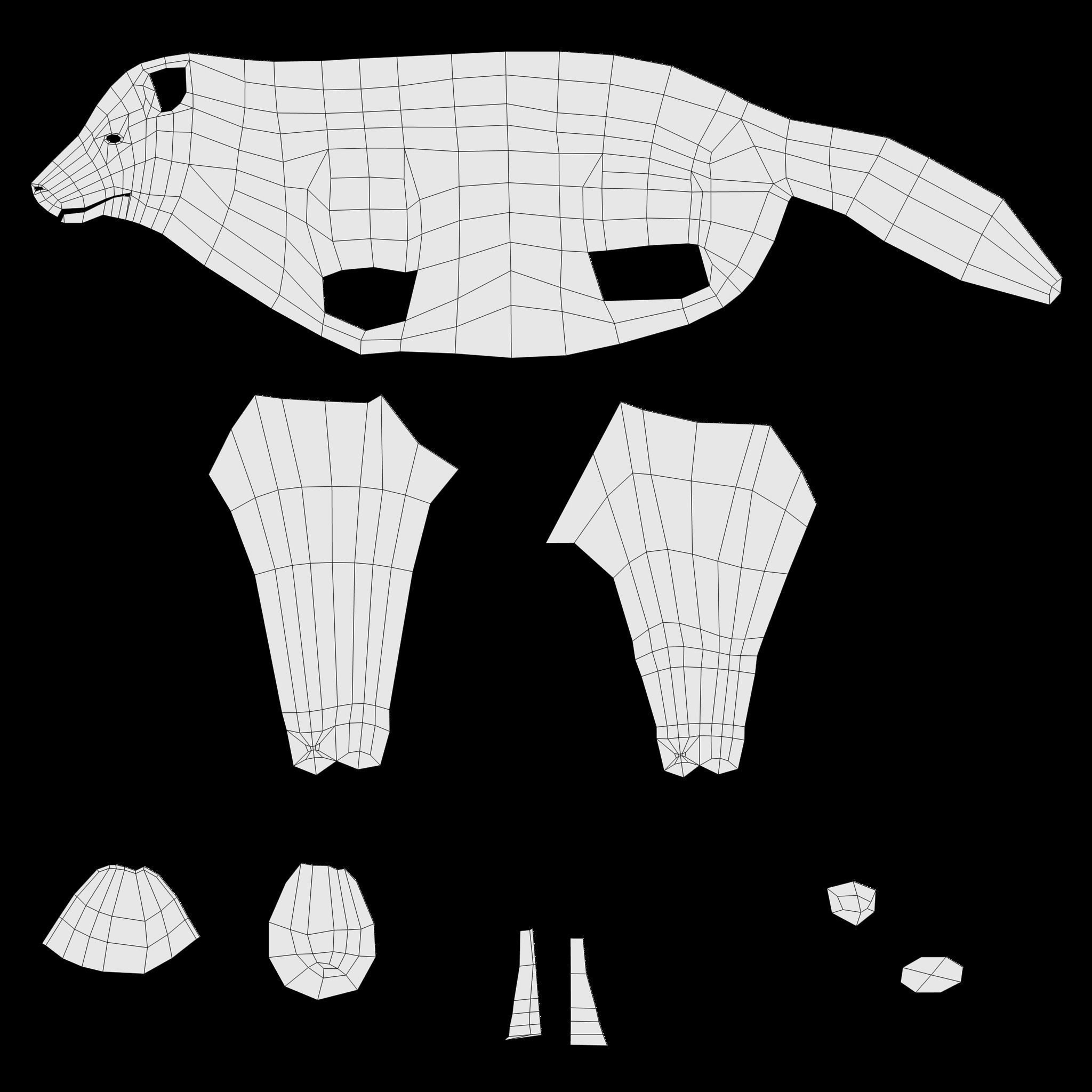 Low Poly Cartoon Jackal Low-poly 3D model_18