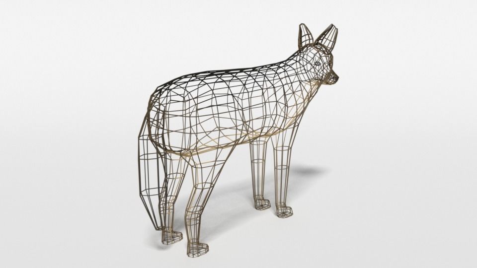 Low Poly Cartoon Jackal Low-poly 3D model_13