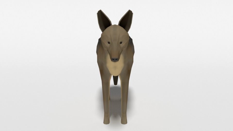 Low Poly Cartoon Jackal Low-poly 3D model_7