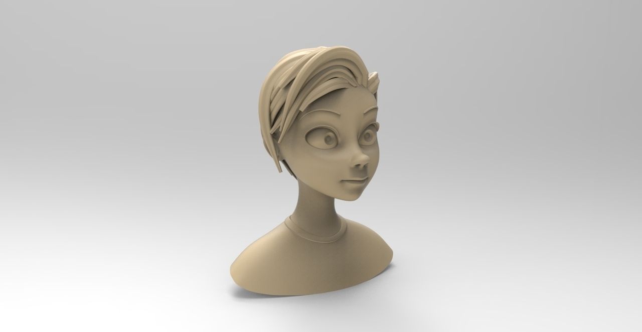 Stylized Female Bust Free 3D model_4