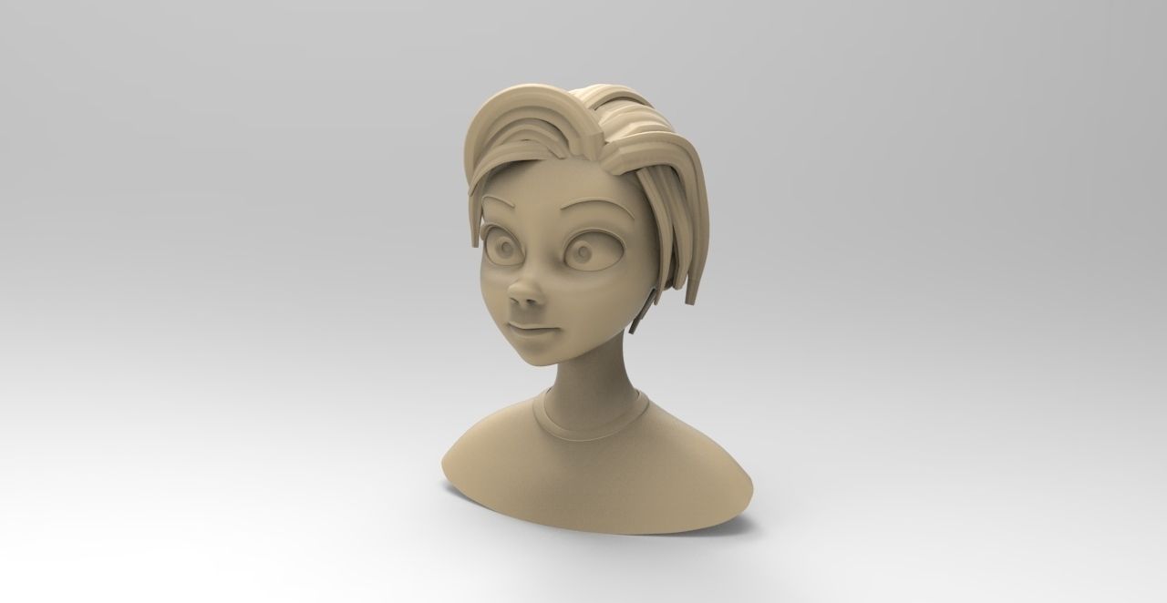 Stylized Female Bust Free 3D model_1