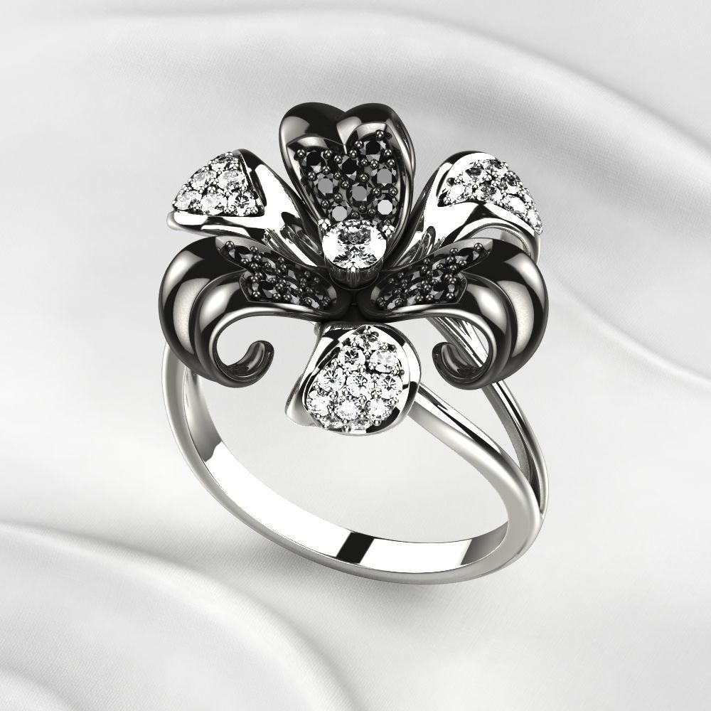 Golden Flower Ring 3D print model_9