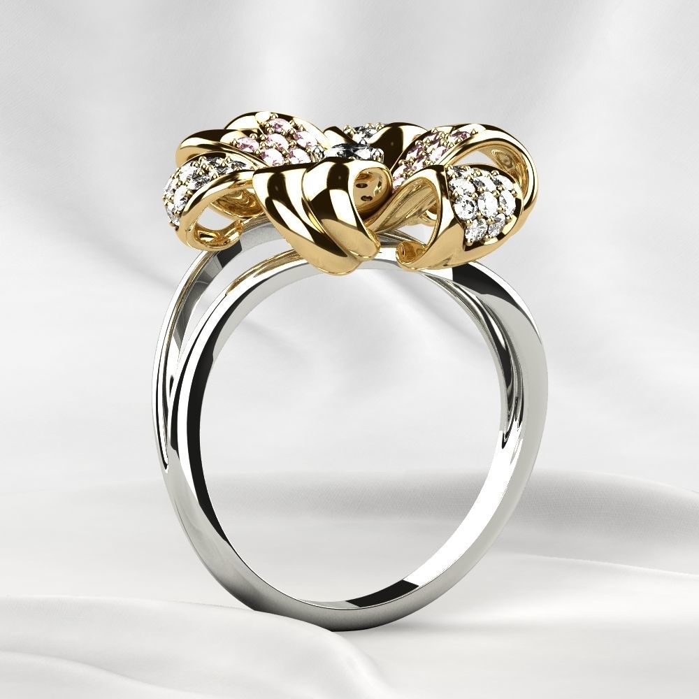 Golden Flower Ring 3D print model_16