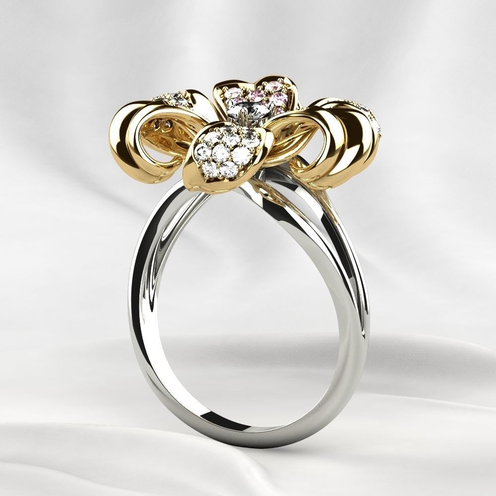 Golden Flower Ring 3D print model_18