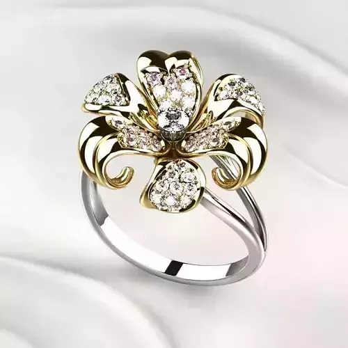Golden Flower Ring 3D print model