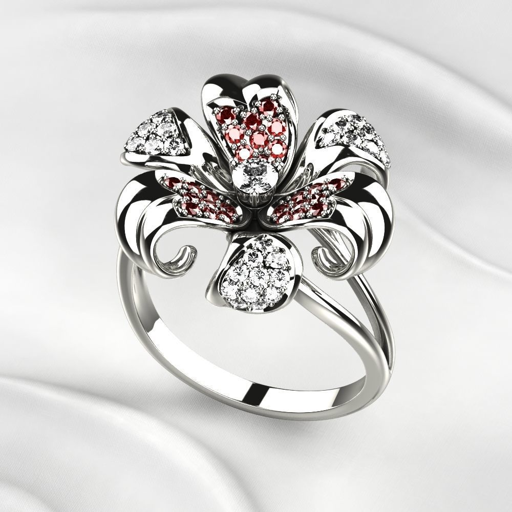 Golden Flower Ring 3D print model_10