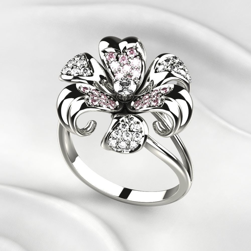 Golden Flower Ring 3D print model_8