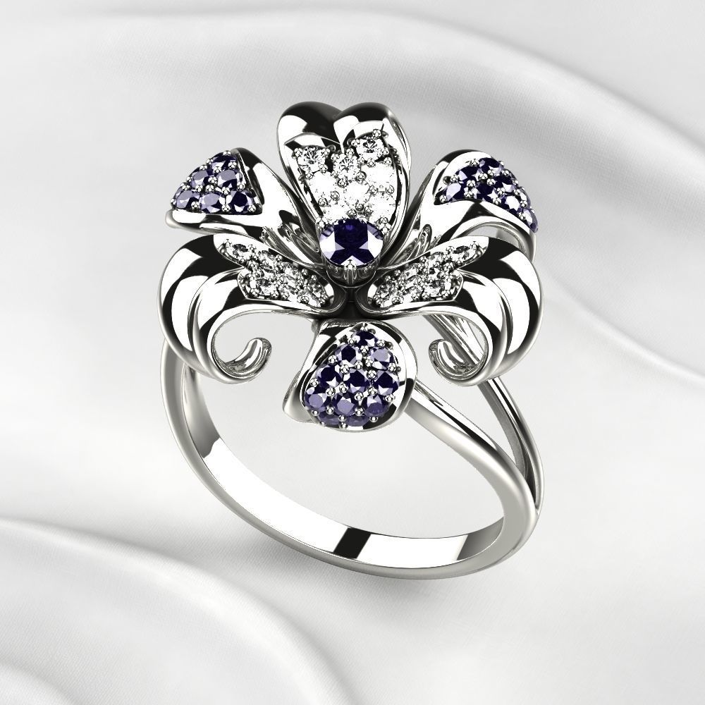 Golden Flower Ring 3D print model_11