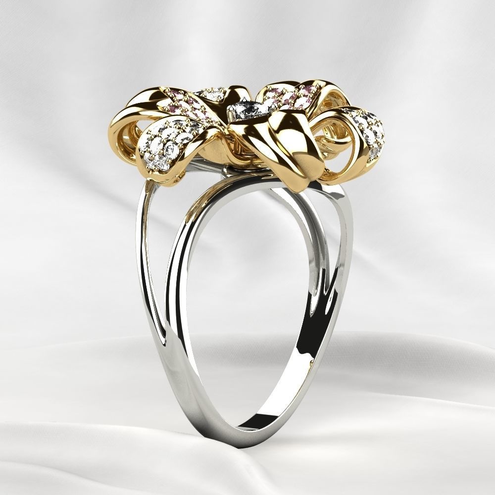 Golden Flower Ring 3D print model_15