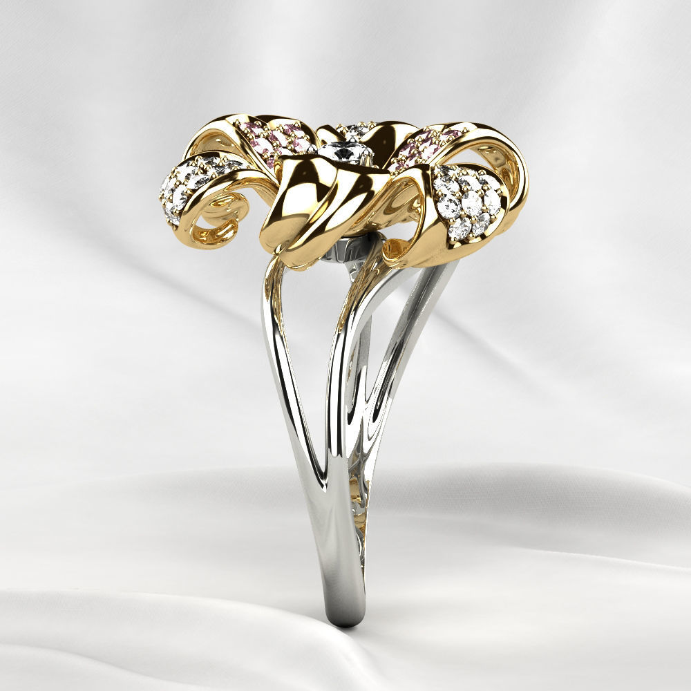 Golden Flower Ring 3D print model_20
