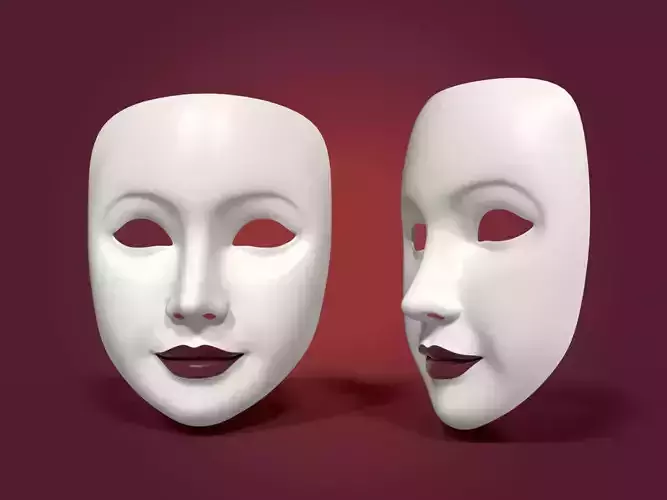 Neutral Woman Mask Low-poly 3D model
