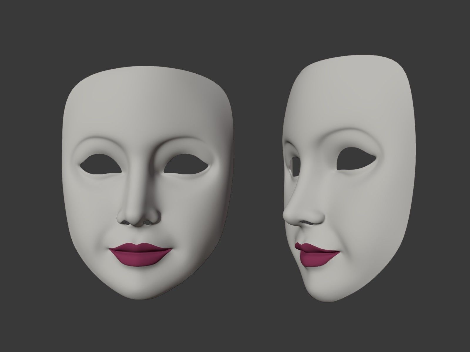 Neutral Woman Mask Low-poly 3D model_1