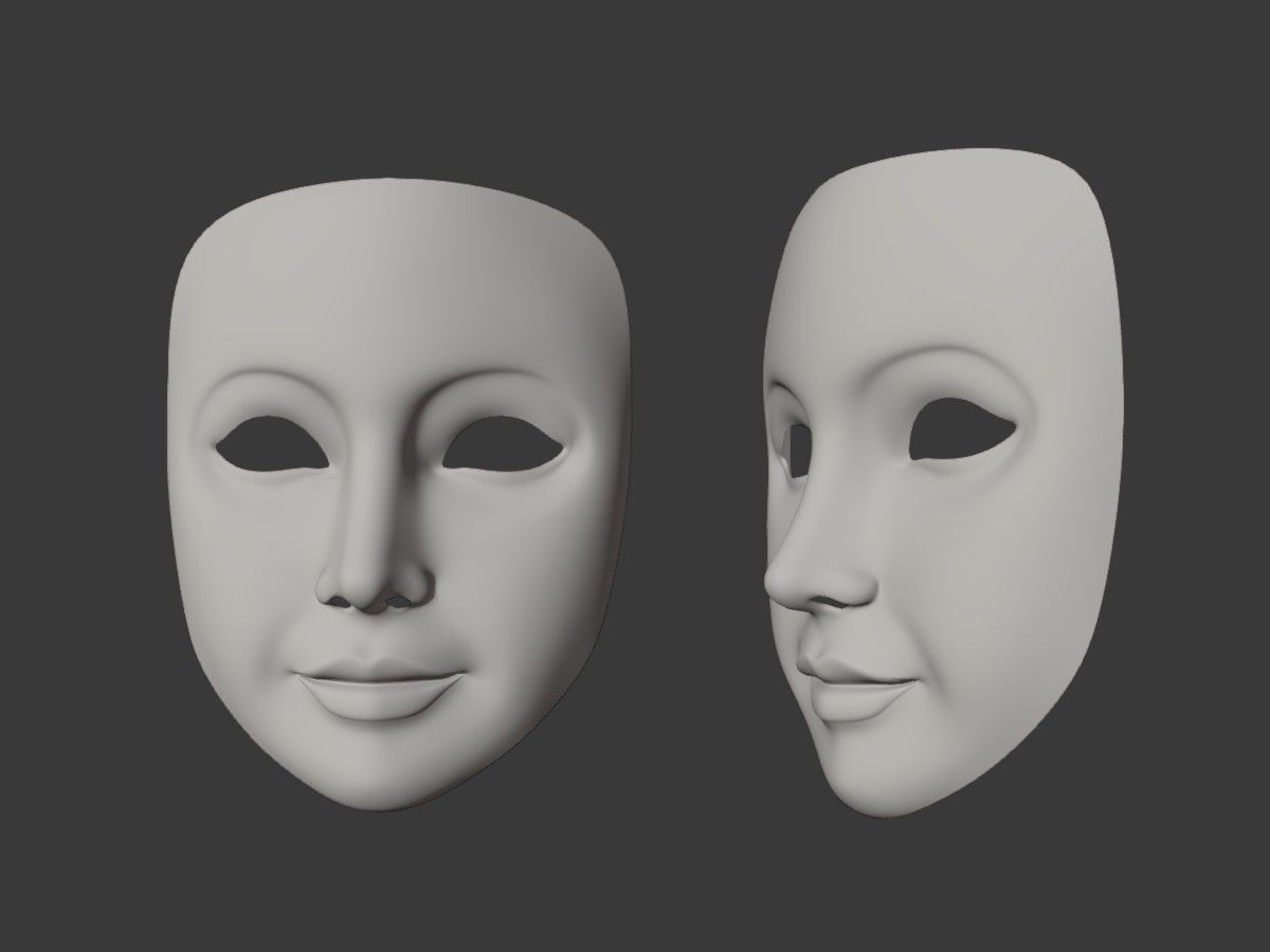Neutral Woman Mask Low-poly 3D model_2