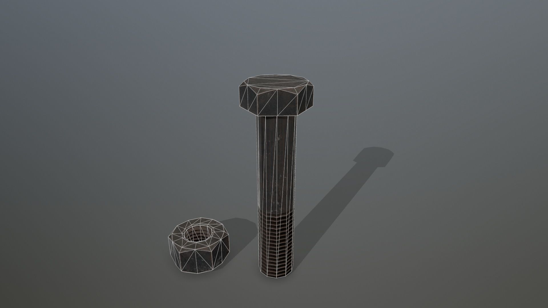 Bolts bolt and nut Low-poly 3D model_3