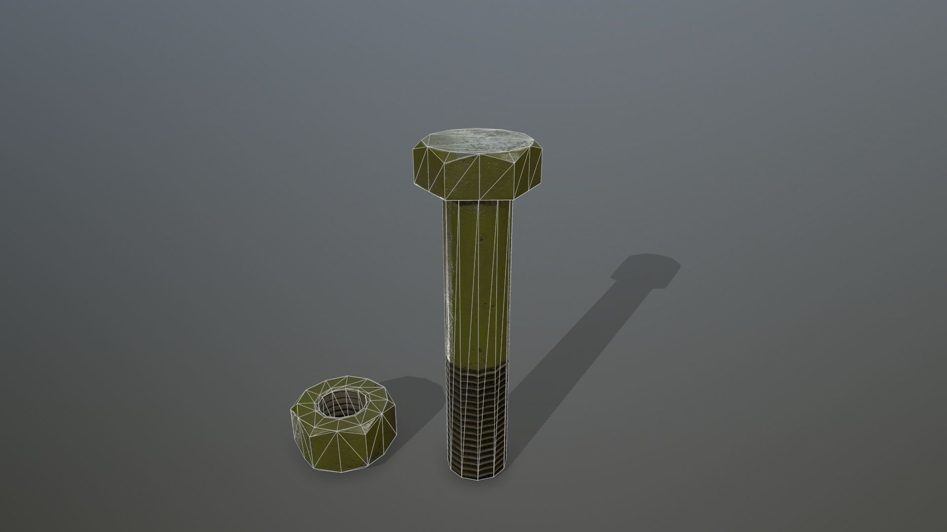 Bolts bolt and nut Low-poly 3D model_3