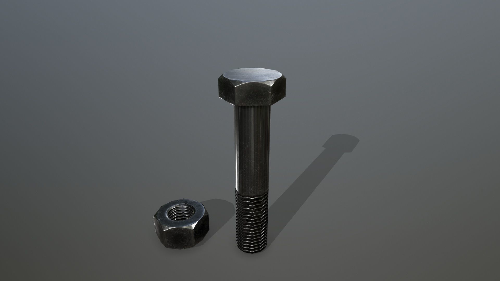Bolts screw and nut Low-poly 3D model_2