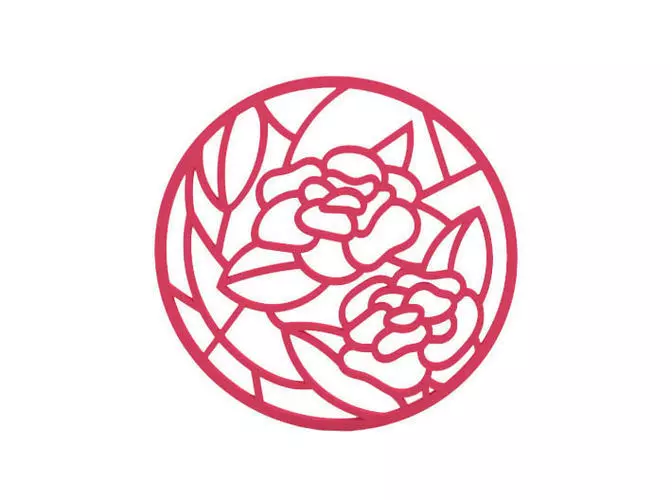 Coaster roses in circle cutout 3D print model_0