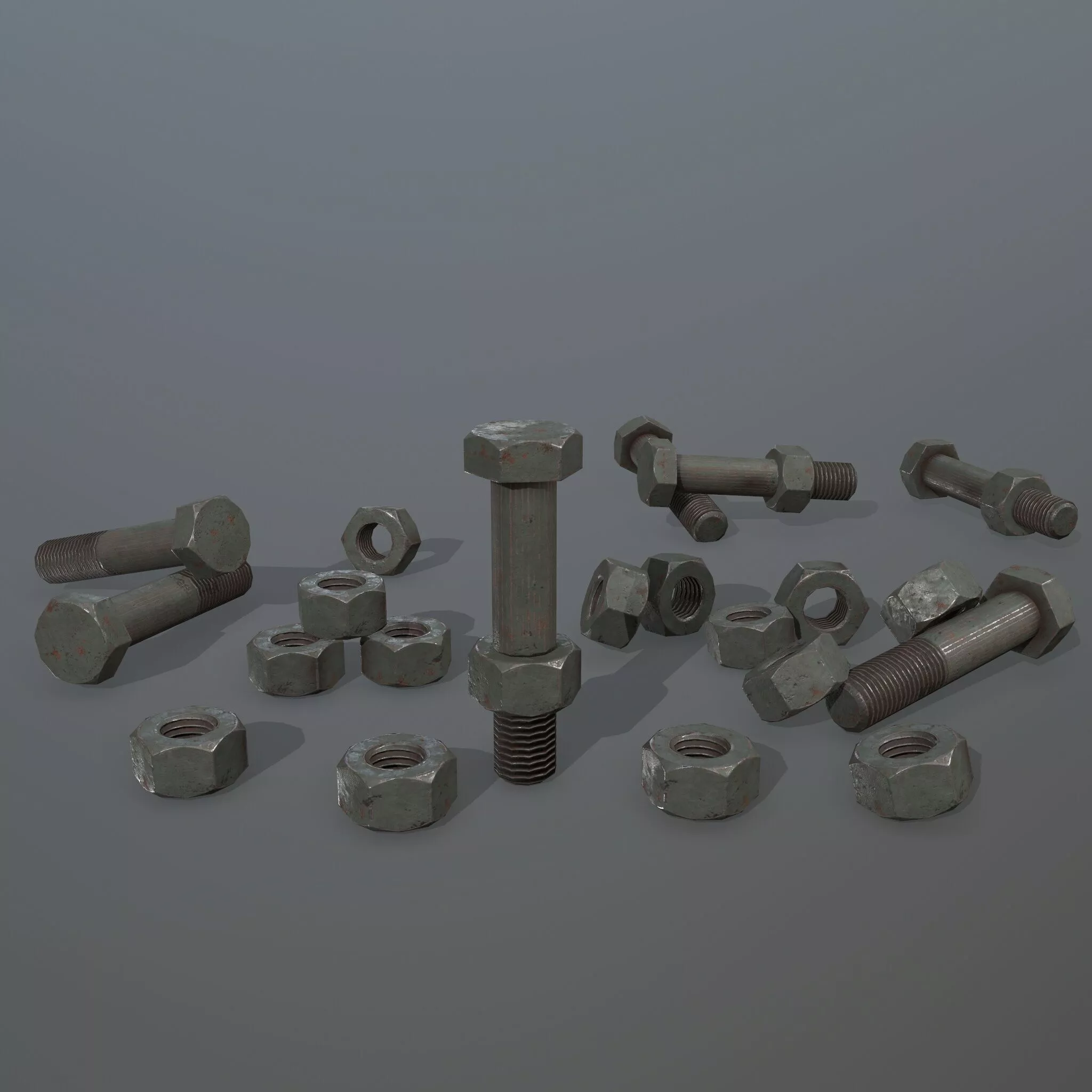 Bolts bolt and nut Low-poly 3D model