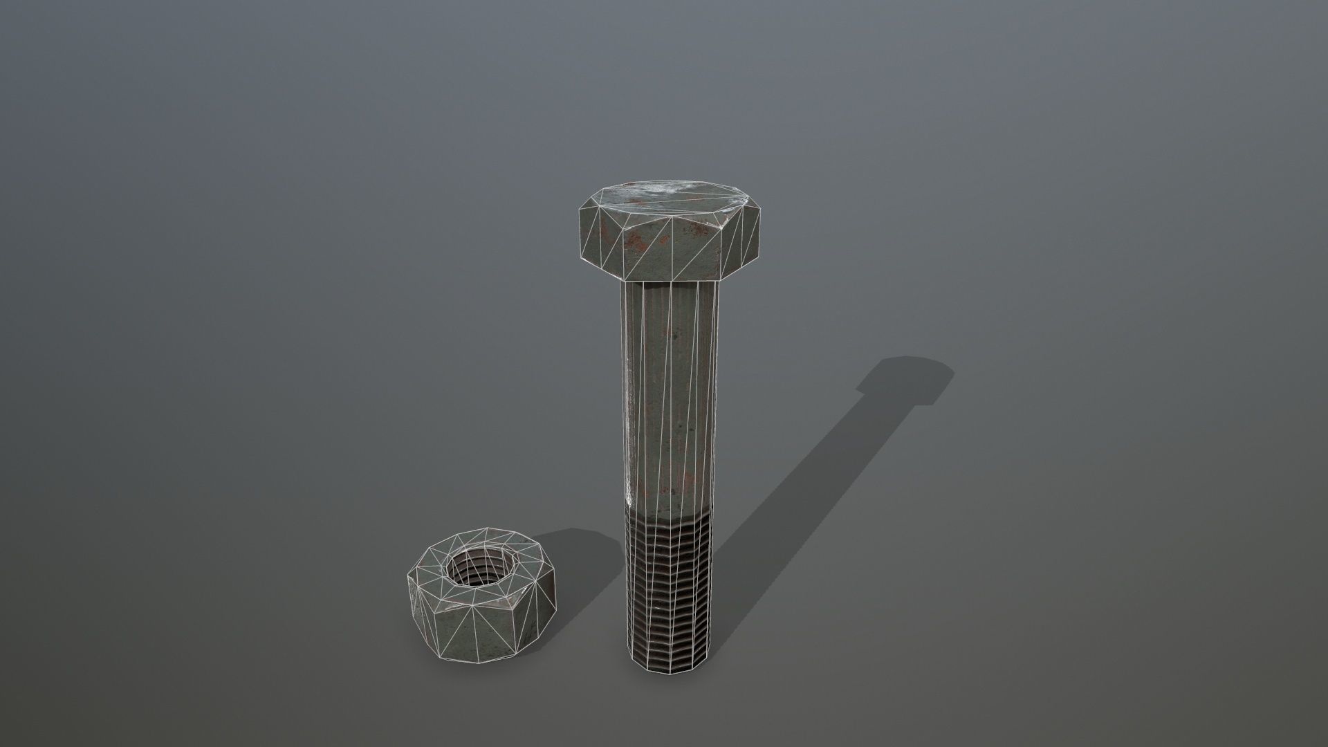 Bolts bolt and nut Low-poly 3D model_3