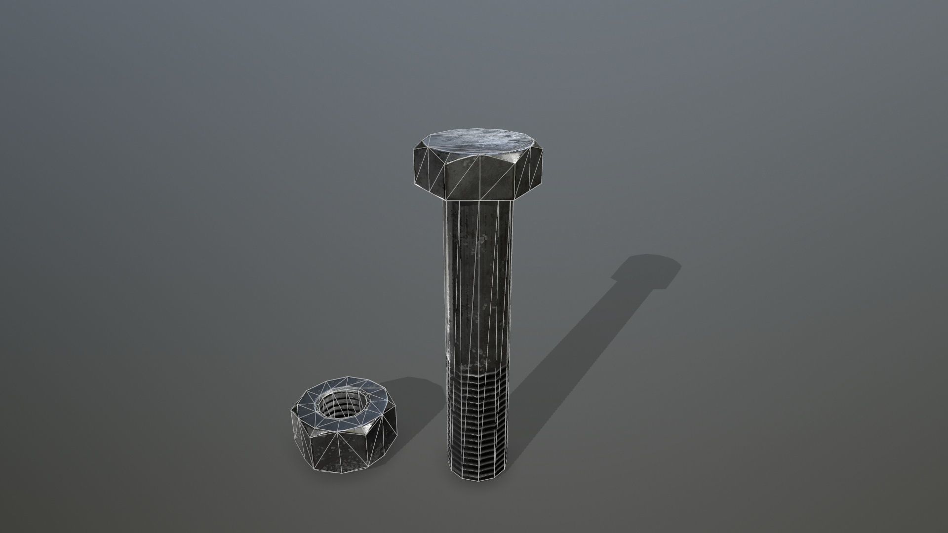 Bolts bolt and nut Low-poly 3D model_3