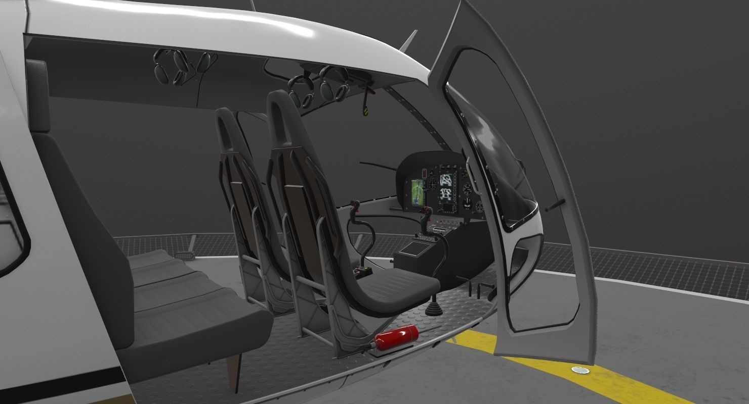  AS-350 San Diego Police Animated Low-poly 3D model_9